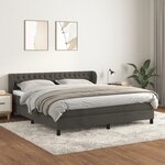 vidaXL Lit à sommier tapissier et matelas Gris foncé 180x200cm Velours