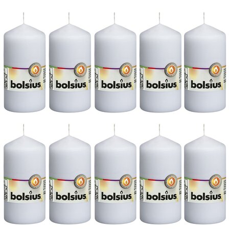 Bolsius Bougies pilier 10 Pièces 120x58 mm Blanc