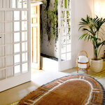 Tapis ovale ethnique laine Karibu marron - 110 x 200 cm