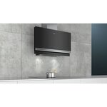 Hotte décorative murale siemens - évacuation et recyclage - 394 m³/h - 57db - 5 vitesses - l 90cm - noir finition verre
