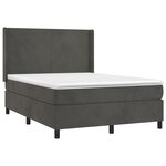 vidaXL Sommier tapissier matelas et LED Gris foncé 140x190 cm Velours