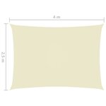 vidaXL Voile de parasol Tissu Oxford rectangulaire 2 5x4 m Crème