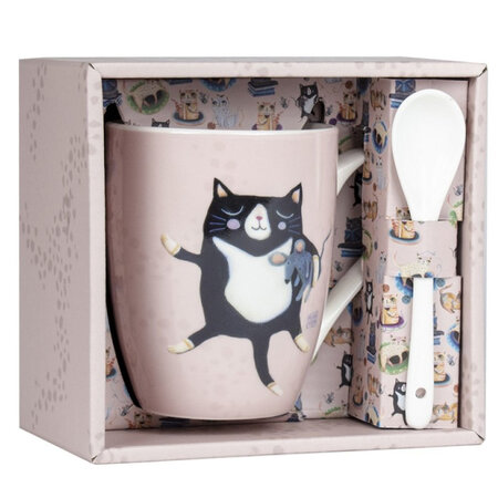 Mug avec cuillère allen desings - crasy cat