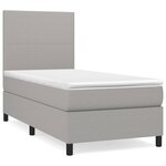 vidaXL Lit à sommier tapissier avec matelas Gris clair 100x200cm Tissu