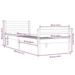 vidaXL Cadre de lit Gris Bois massif 90x190 cm Simple
