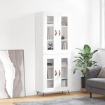 vidaXL Buffet haut Blanc brillant 69 5x34x180 cm Bois d'ingénierie