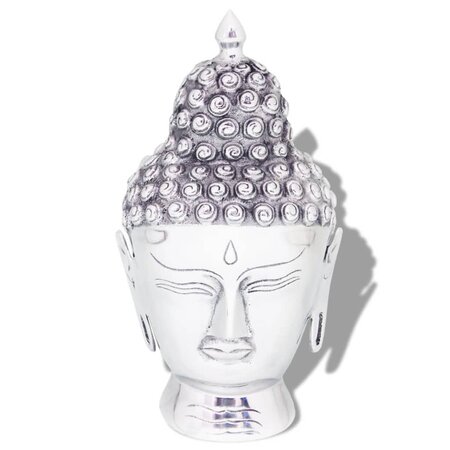 vidaXL Décoration murale en forme de tête de Bouddha Aluminium Argenté