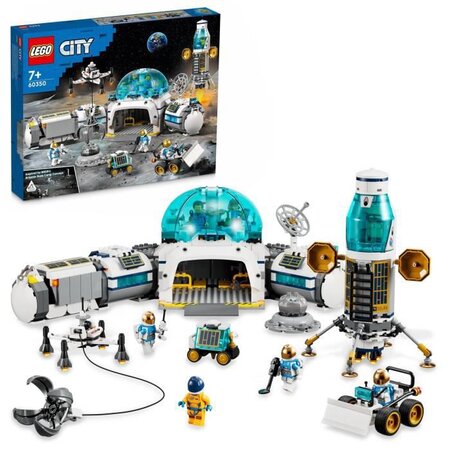 Lego 60350 city la base de recherche lunaire  module lunaire  jouets des 7 ans  avec 6 minifigures d'astronautes