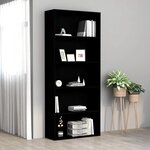 vidaXL Bibliothèque à 5 niveaux Noir 80x30x189 cm Aggloméré