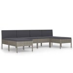 vidaXL Salon de jardin 6 Pièces avec coussins Résine tressée Gris