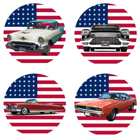 Set de 4 dessous de verres voiture américaines cbkreation