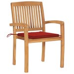 vidaXL Chaises de jardin empilables avec coussins 4 Pièces Teck solide