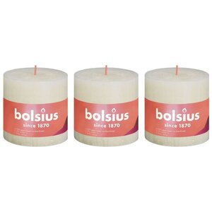 Bolsius Bougies pilier rustiques Shine 3 Pièces 100x100 mm Perle douce