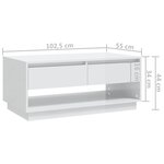 vidaXL Table basse Blanc brillant 102 5x55x44 cm Aggloméré