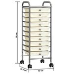 vidaXL Chariot de rangement mobile à 10 tiroirs Blanc Plastique