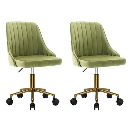 vidaXL Chaises pivotantes à manger lot de 2 vert clair velours