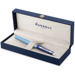Stylo plume waterman hémisphère  laque bleue  finition palladium  plume fine en acier inoxydable  coffret cadeau