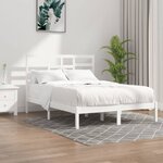 vidaXL Cadre de lit Blanc Bois massif 150x200 cm Très grand