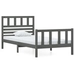 vidaXL Cadre de lit Gris Bois massif 90x200 cm