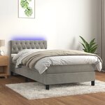 vidaXL Sommier tapissier matelas et LED Gris clair 100x200 cm Velours