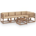 vidaXL Salon palette de jardin 6 Pièces et coussins Bois de pin imprégné