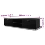 vidaXL Meuble TV à haute brillance Noir 140 x 40 3 x 34 7 cm