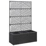 vidaXL Lit surélevé en treillis 3 pots 83x30x130cm Résine tressée Noir