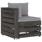 vidaXL Salon de jardin 10 Pièces avec coussins Bois imprégné de gris