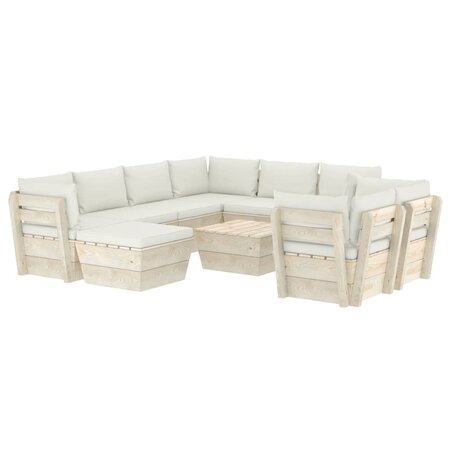 vidaXL Salon de jardin palette 10 Pièces avec coussins Épicéa imprégné