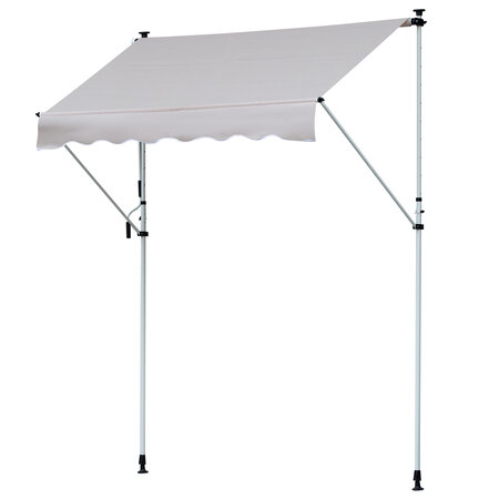 Store banne manuel rétractable 4L x 1,2l m inclinaison et hauteur réglable installation rapide métal alu polyester anti-UV crème
