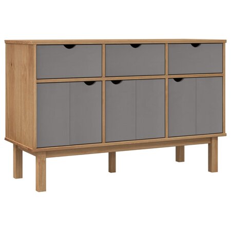vidaXL Buffet OTTA Marron et gris 114x43x73 5 cm Bois massif pin