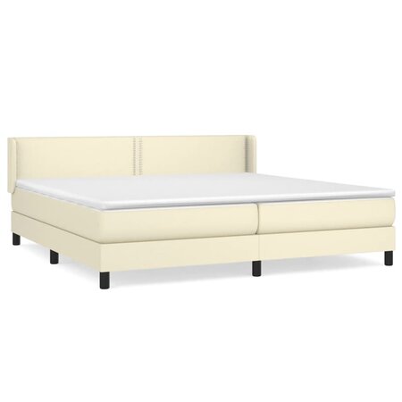 vidaXL Lit à sommier tapissier avec matelas Crème 200x200cm Similicuir