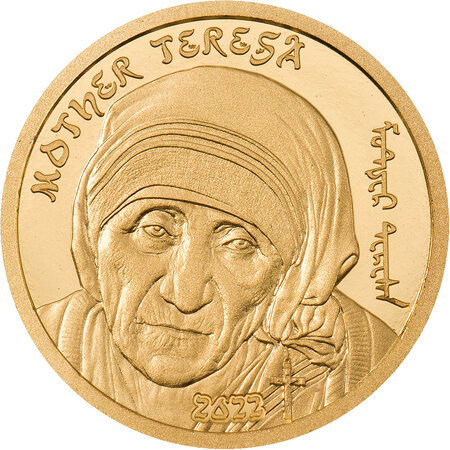 Pièce de monnaie en Or 1000 Togrog g 0.5 Millésime 2022 Revolutionaries MOTHER TERESA