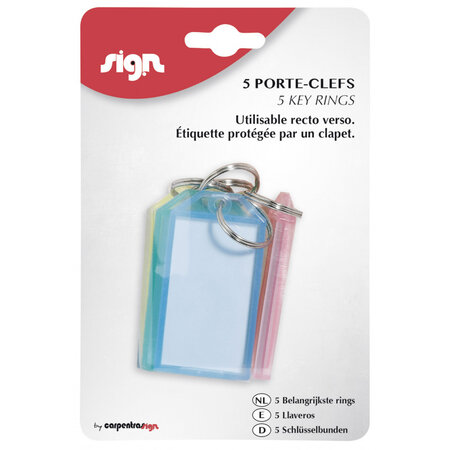 Sachet de 5 porte-clés a clapet - assortiment - sign
