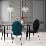 Lot de 2 Chaises - Velours Bleu - L 51 x P 96 x H 52,5 cm - LOUIS