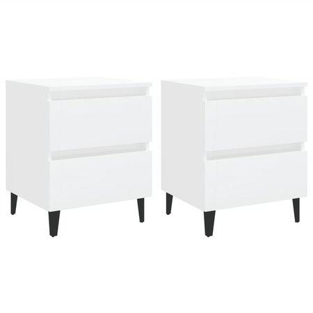 vidaXL Tables de chevet 2 Pièces Blanc brillant 40x35x50 cm Aggloméré