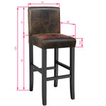 Tectake lot de 2 chaises de bar - marron foncé