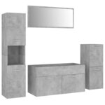 vidaXL Ensemble de meubles de salle de bain Gris béton Aggloméré