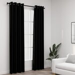 vidaXL Rideaux occultants Aspect lin avec œillets 2 Pièces Noir 140x225cm
