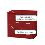Bloc collectif Leabox 2x2  grade 3  simple face  extérieur  fixation murale  rouge brun ral 3011 finition brillante