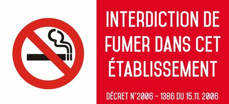 Autocollant vinyl - interdiction interdit de fumer dans cet établissement - l.200 x h.100 mm uttscheid