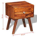vidaXL Table de chevet 2 Pièces avec 1 tiroir 55 cm Bois massif de Sesham