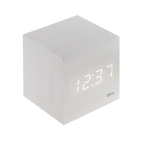 Thermomètre cube finition effet bois blanc cérusé - otio