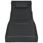 vidaXL Chaise longue Résine tressée et textilène Noir