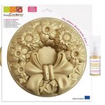 Moule à gâteau silicone couronne + 1 poudre alimentaire irisée dorée