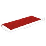 vidaXL Banc de jardin avec coussin rouge 150 cm Bois de teck massif