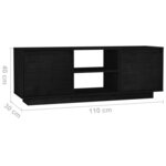vidaXL Meuble TV Noir 110x30x40 cm Bois de pin massif