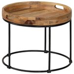 vidaXL Table basse Bois de manguier massif et acier 50 x 40 cm