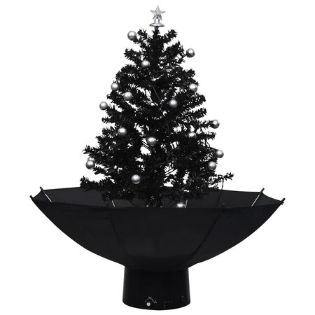 vidaXL Arbre de Noël neigeux avec base de parapluie Noir 75 cm PVC