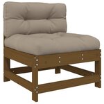 vidaXL Salon de jardin 3 Pièces avec coussins marron miel bois massif
